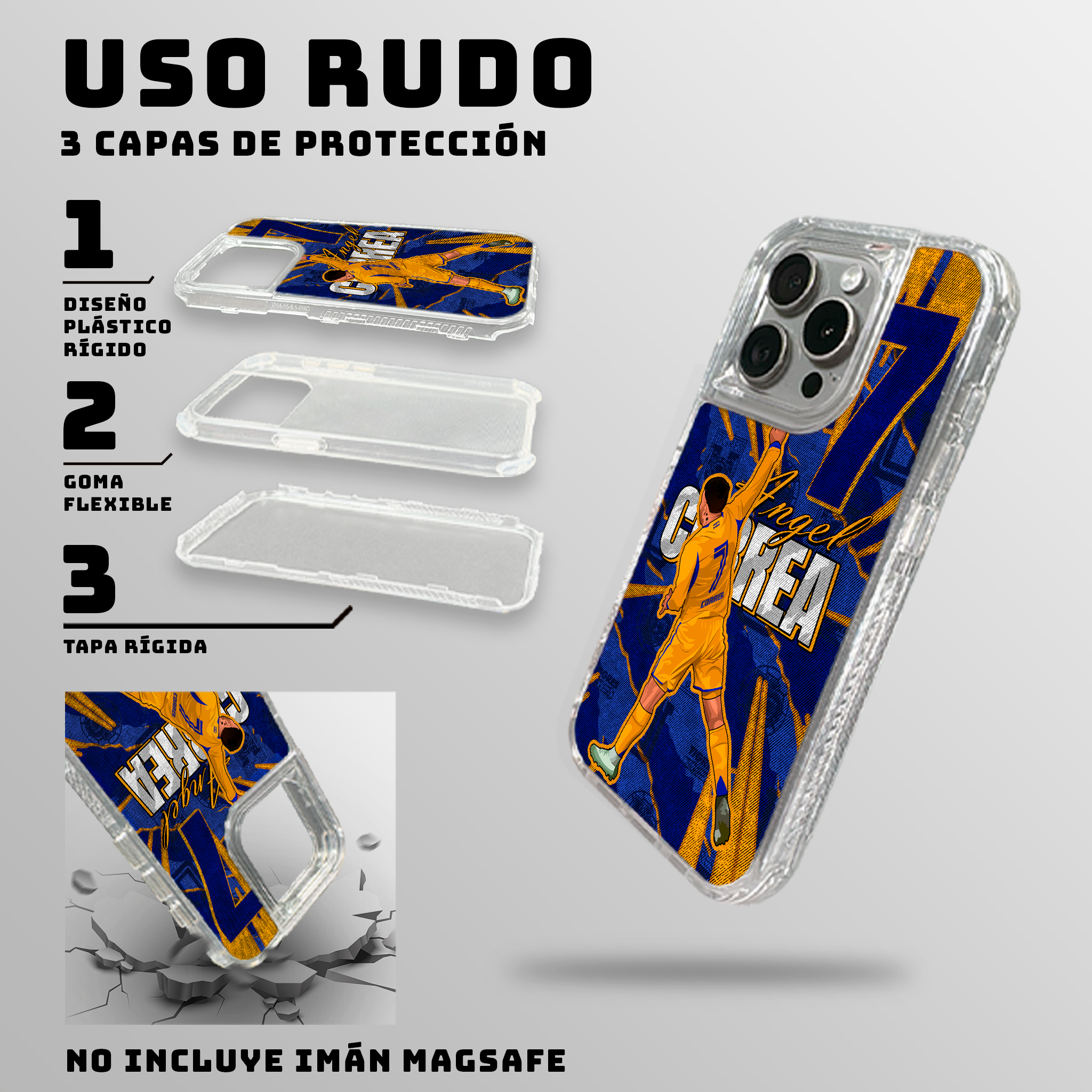 CASE TRANSPARENTE TIGRES ANGEL CORREA