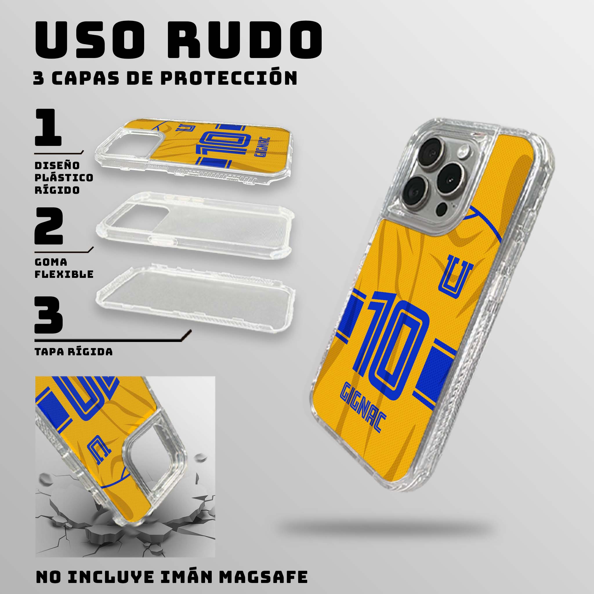 CASE TRANSPARENTE TIGRES LOCAL U